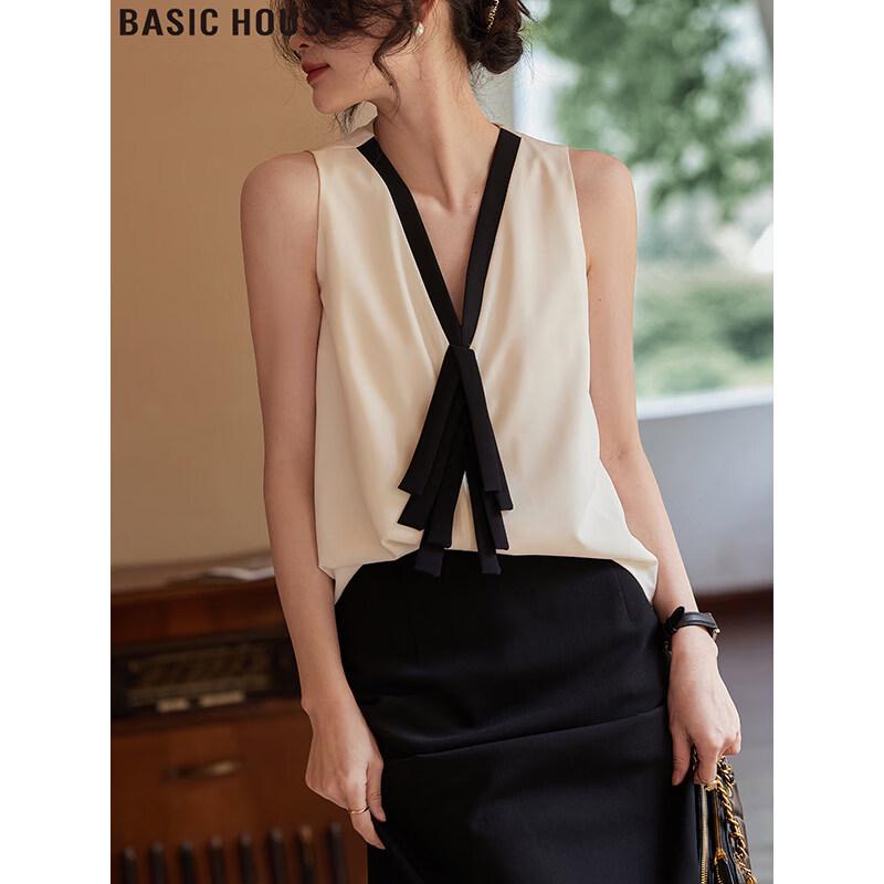 Basic House French V-Neck Sleeveless Top S