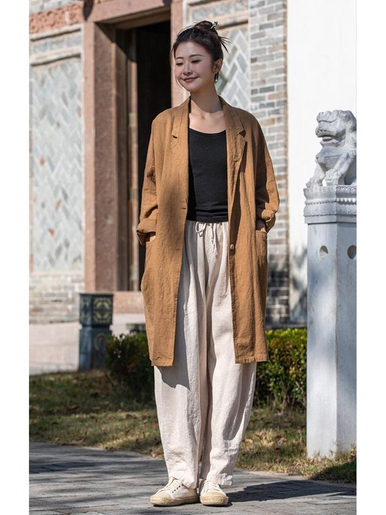 Women's Vintage Cotton-Linen Loose Lapel Shirt - Artistic Casual Style