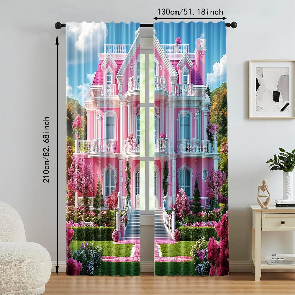 2 pcs   versatile polyester transparent curtains for home decoration Dreamy Pink for use in bedrooms and living rooms