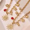 Spiral Sun & Bear Zirconia Multi-Pendant Necklace & Bracelet Set