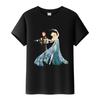 Dolci Magliette Disney Frozen Elsa Anna Cartoni Animati T-shirt Larga Streetwear Camicette Top per Bambini T-shirt Girocollo Vestiti per Ragazze Regalo