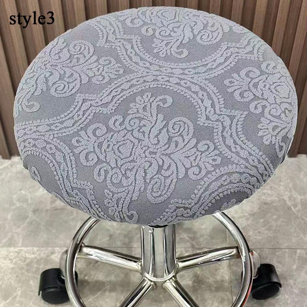 Jacquard Circular Stool Cover Bar Stool Dust Cover Rotating Chair Protection Case Soft Comfortablehigh Elasticity Seat Slipcover