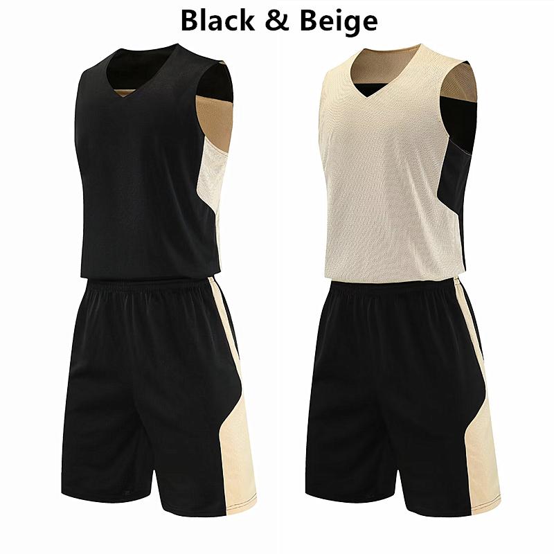 Double-sided Wearable Basketball Uniforms Men Kids Basketball Jersey Suits Breathable Double Layer Vest, Single Layer Shorts
