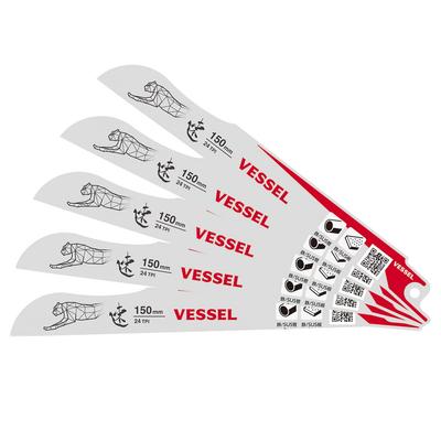 VESSEL Pílový list na priamočiaru pílu Cheetah Kovové Železiarske 24 zubov Hrúbka listu Celková dĺžka 150 mm Balenie 5 ks 0,9 mm SBC-2415-5