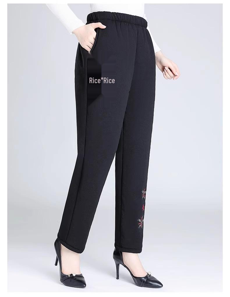Women's Warm Winter Pants - Middle-Aged & Elderly, Thick Velvet & Lamb's Wool, Loose Fit, Cotton, Grandma Style