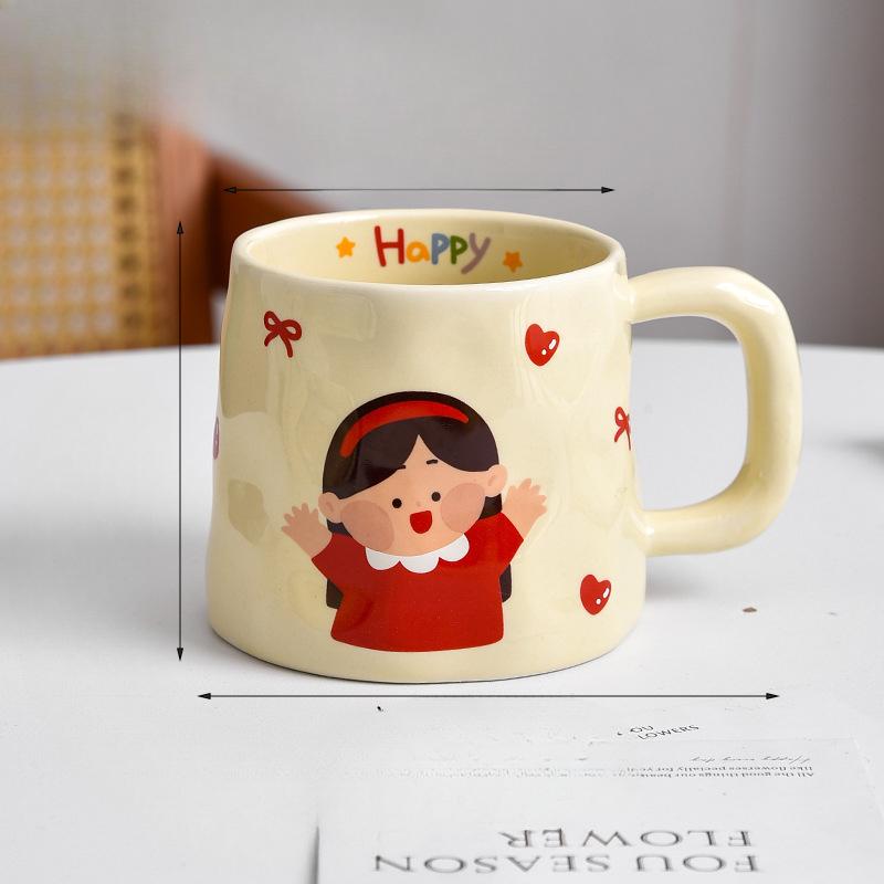 Cartoon Parent Child Cup Parents Milk Breakfast Cup Drinking Water High Temperature Resistance Ceramic Water Cup Household Mug Cute