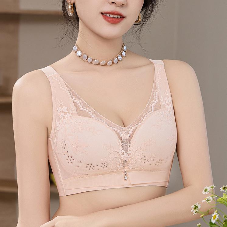 Breathable Gathering Bra for Women Without Steel Rims Thin Design Plus Size Push Up Bra Adjustable Top Support Bra