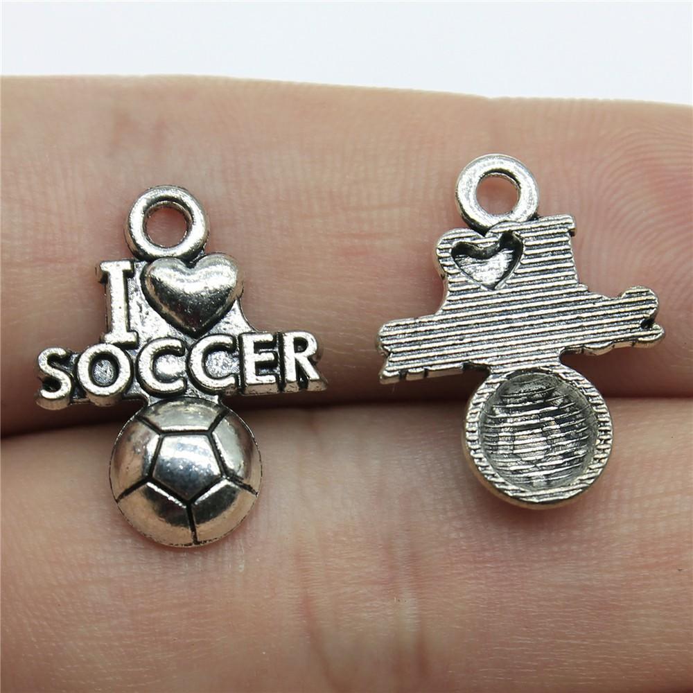 10pcs Soccer Charms Antique Silver Color Soccer Pendant Charms Sport Soccer Charms For Jewelry Making DIY Craft