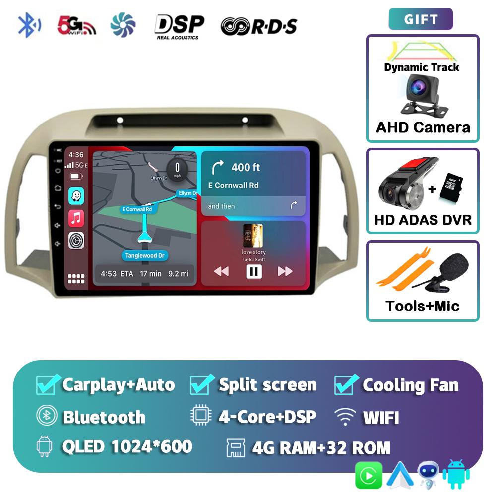 Android 14 Carplay Auto For Nissan March Micra K12 2002 - 2008 2009 2010 Car Radio Multimedia Player Stereo GPS WIFI+4G Video BT