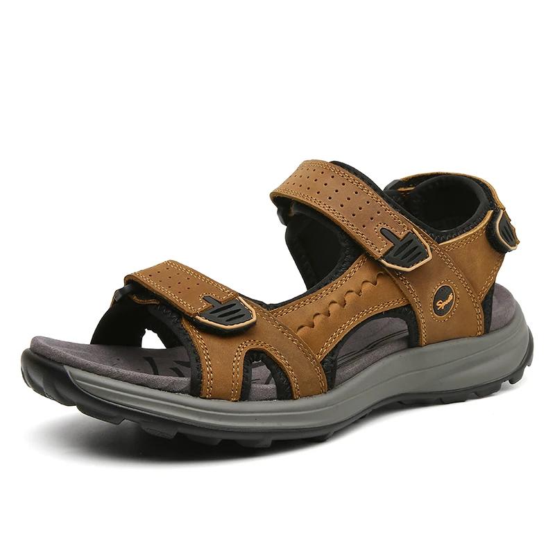 Fashion Mens Sandals Summer Leather Shoes Men Outdoor Casual Lightweight Beach Sandals Fashion Men Shoes Zapatos Para Hombre Big Size 48
