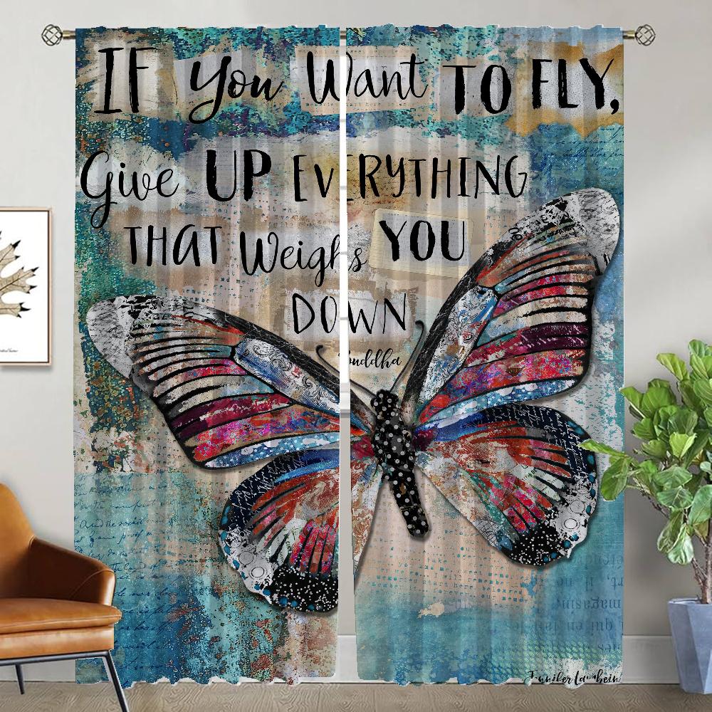 Anti-mosquito Curtains 2 Pieces A Mi Maravilloso Hijo Home Interior Curtains for Living Room Shades Halloween Decoration Curtain