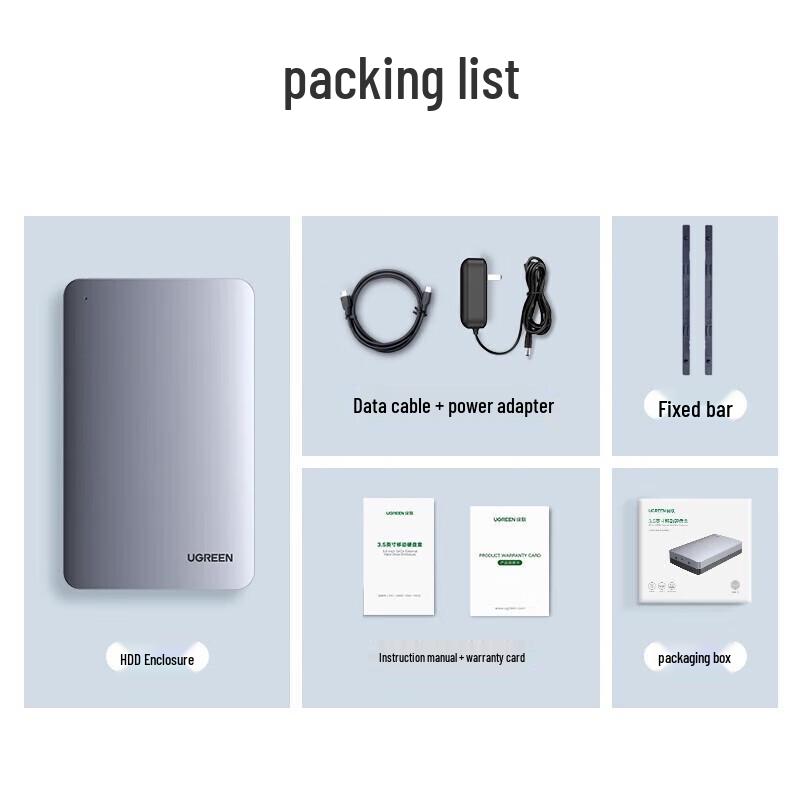 Ugreen USB-A auf Typ-C 2,5/3,5 Zoll externes Festplattengehäuse