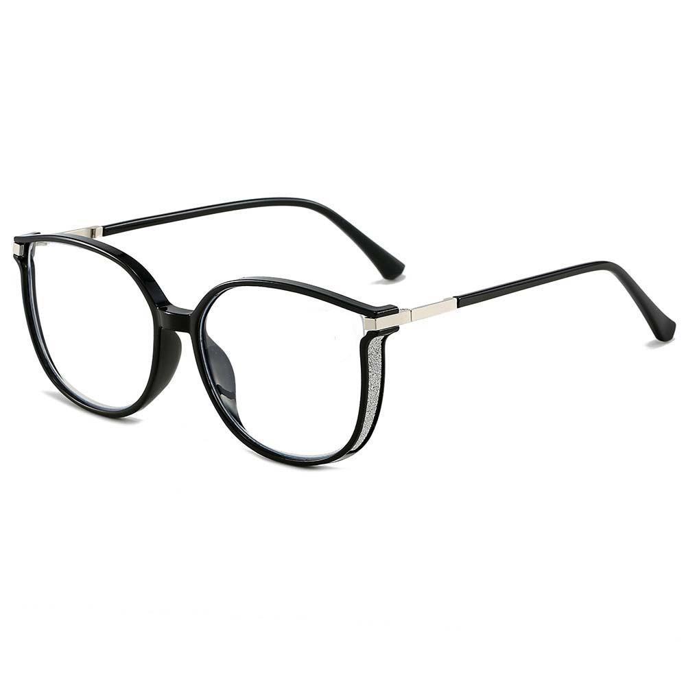 

Women Trendy Large Reading Glasses with Glitter Frame Magnifing Transparent Glasses Plus Eyewear +1.0+1.5+2.0+2.5+3.0 +400 чёрный