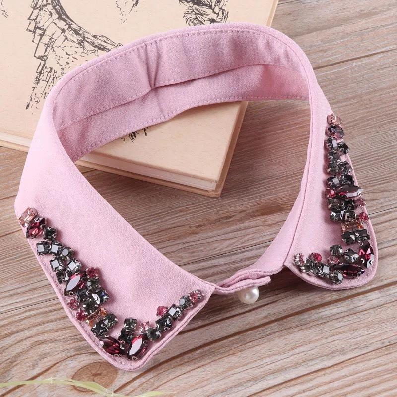 Fashion Women Sequins Detachable Collars Faux White Black False Collars Woman Tie Fashion Removable Diamond Fake Collar Women