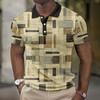 Simple Solid Color Block Pattern 3D Digital Printing Men's Casual Polo Shirt