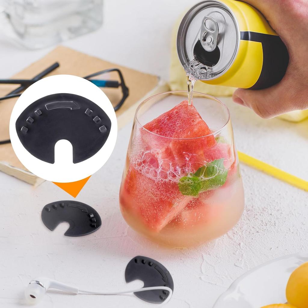 10pcs Soda Can Covers Lids, Plastic Pop Can Lid Cover, Can Top Cap Protector Spill Guard for Soda Drink Beer Coke Juice Beverage- Black