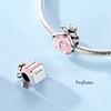 New Original Copper Charms Beads Pendant Pink Bow Perfume Zircon Beads For Women Fine Jewelry Making