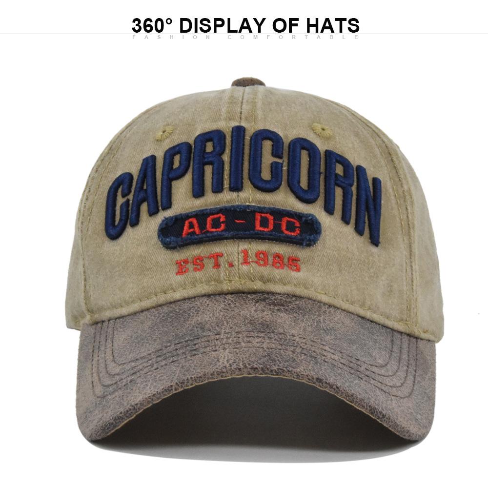 Cap Stylish Baseball Vintage Washed Embroidered Wide Brim Cotton Hat Material