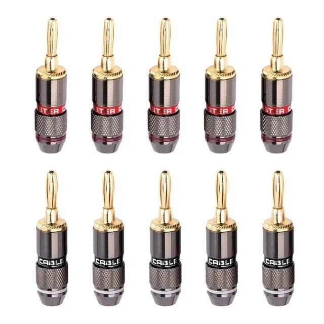 

10PCS 24K Gold-plated New HIFI BANANA PLUGS 4MM Banana Connector with Screw Lock For Audio Jack Speaker Plugs Gun Metal