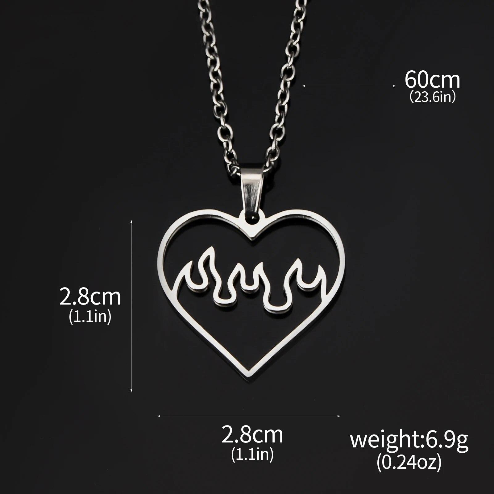 

Комплекти намиста з підвісками з полум ям і любові в стилі панк готичний панк, хіп-хоп, намисто з ключицею з вогняним серцем і святом, коштовності з нержавіючої сталі