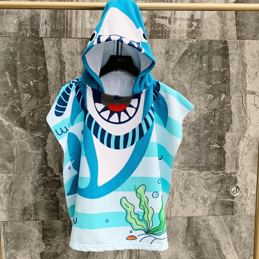 Sommer-Mikrofaser-Badeponcho mit Aufdruck für Kinder, Badetuch mit Kapuze, das nicht fusselt oder ausbleicht, Alter 2-10