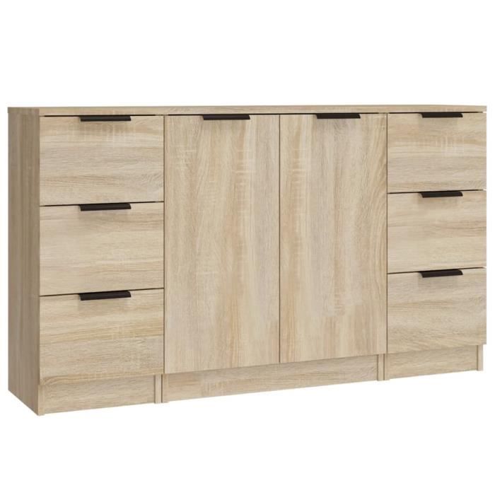 VidaXL Buffets 3 pcs Chêne sonoma Bois d'ingénierie 3115838