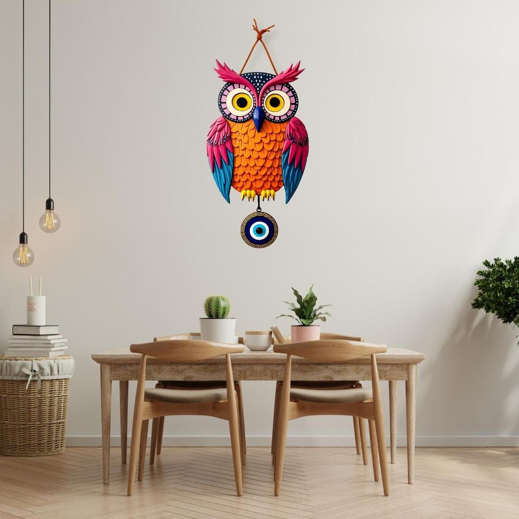 Suspension Murale en Bois en Forme de Hibou pour Décoration d'Intérieur | Décoration Œil Maléfique Salon, Salle à Manger | Œuvre d'Art Moderne | Article Design en MDF