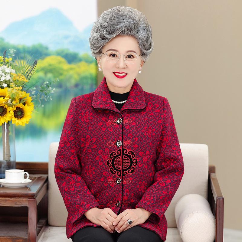 

Grandma s Retro Spring Tang Suit Jacket for Women - Elegant Cardigan for Middle-Aged and Elderly Ladies 5XL (recommended up to 160 jin)