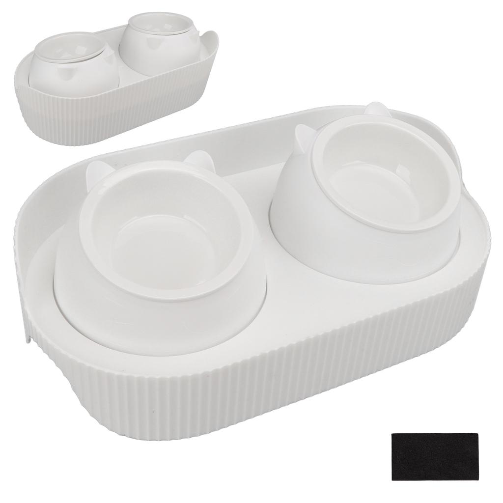 Keramik-Hundenapf-Set Lebensmittelecht Anti-Spritz Doppel-Futter-Wassernäpfe für Katzen Hunde Kätzchen und Welpen(Weißer [Cheongsam]