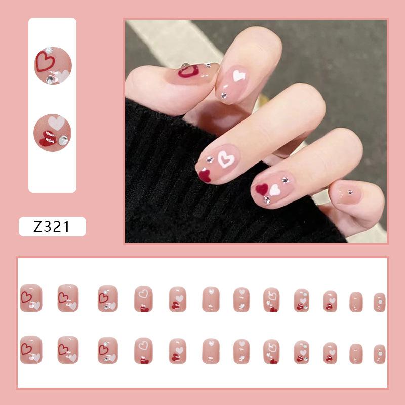 Wear Nail Diamond Small Fresh Three-dimensional Pattern Love Bow Nail Patch Nail Wear Nail Product