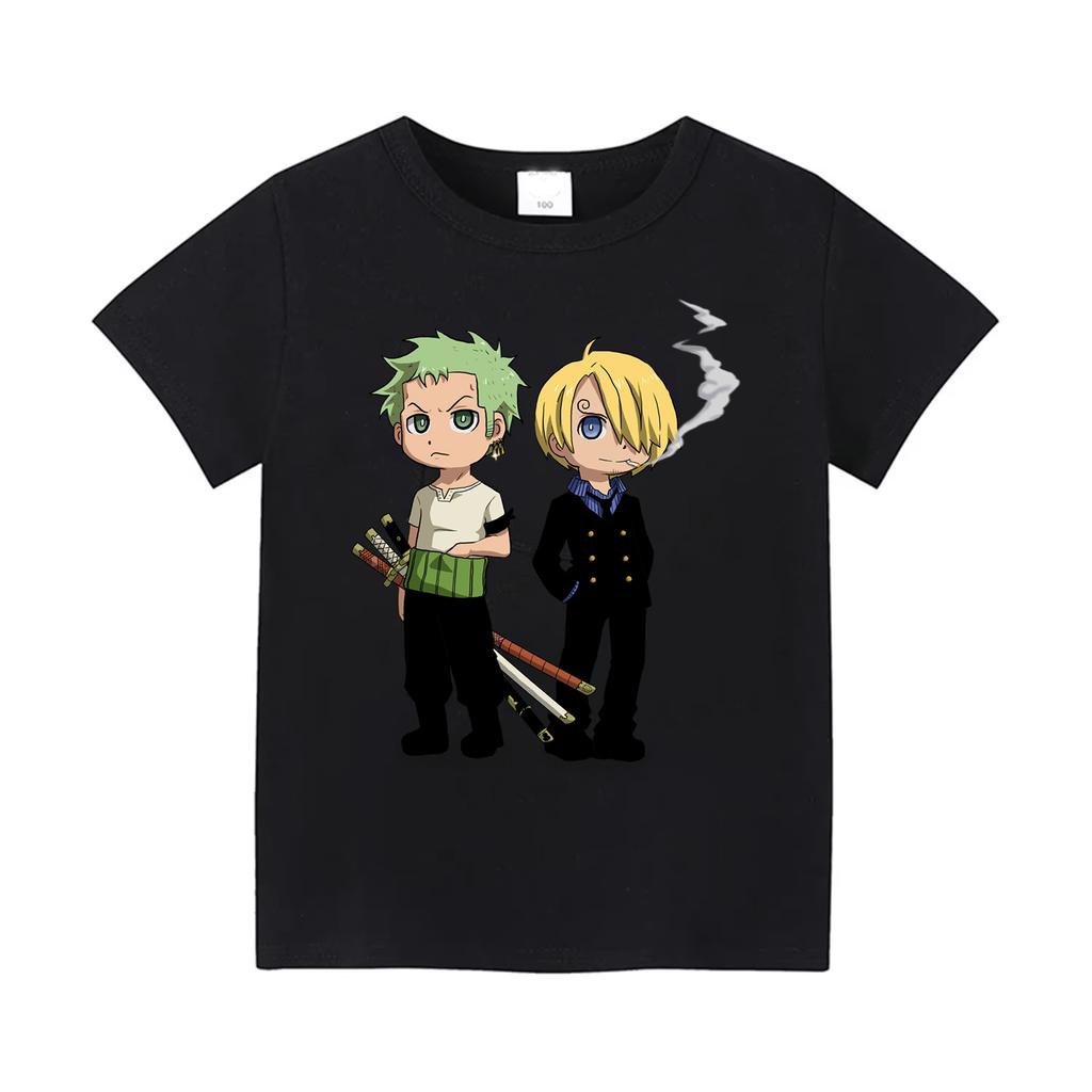 ONE PIECE Mens TShirt Roronoa Zoro Japanese Anime Summer Loose Cotton Y2K Harajuku Boy Childrens ParentChild Short Sleeve