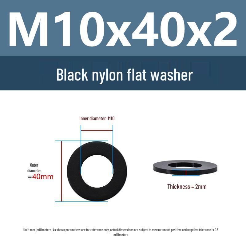 Yigu High-Temperature Insulated Black Nylon Flat Washer (M2, M3, M10, M16, M24)
