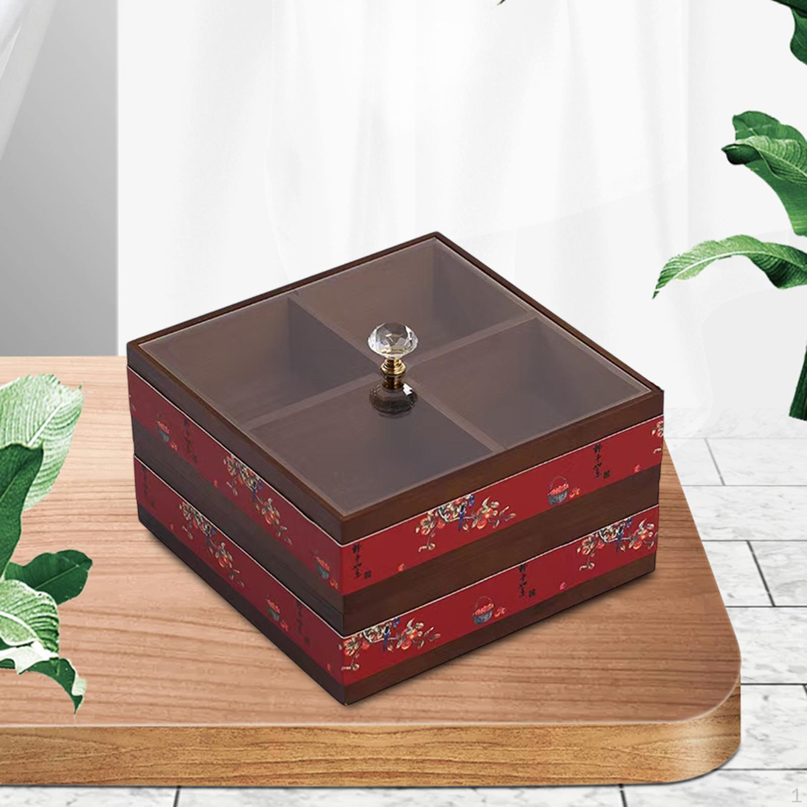 

Разделенный сервировочный поднос, многофункциональные миски для конфет и орехов с прозрачной крышкой для фруктов красный