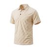 Mens Casual Check Jacquard Short Sleeve Collared Polo Shirt Breathable Loose Summer T-Shirt