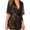 European and American Style Sexy Women's Lace Hollow-Out Lingerie Nightgown Set