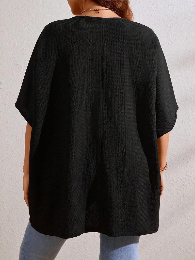 Auffälliges Plus-Size Fledermausärmel-Oberteil mit atemberaubender Ausstrahlung für den Ausgeh.