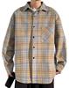 Bligo Sleeve Checked Summer Loose Shirt with Chest Oversized Perfect for Commuting or Men's 3/4 Shirt, Style, Lightweight, Fit, Button-Down Pocket,