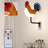 Cordless Wall Sconces with Sound 3 Colors Temperature Rooster Shape Touch Control Dimmable Rechargeable LED Wall Lights for Bedroom