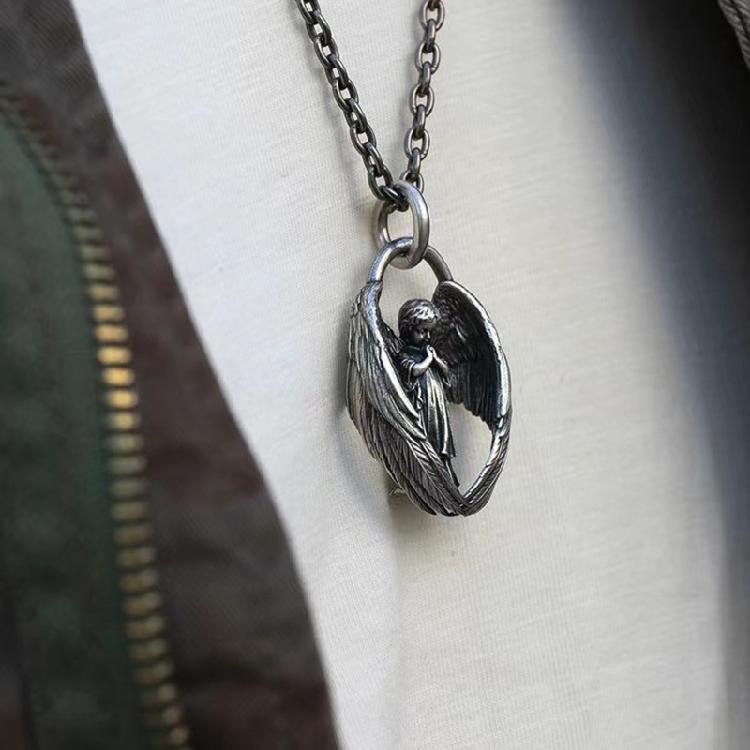 Punk Angel Wing Pendant Necklace Neck Chain Retro Necklace Streetwear Jewelry