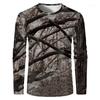 Camouflage Hunting T-Shirt Forest Print Men Outdoor Sports Long Sleeve Trip Tactical Training Oversize Top Mens Clothing