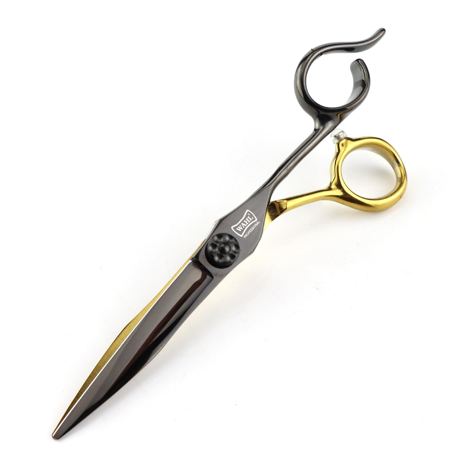 6.0 Inch Black And Gold Notched Handle, Hair Scissors, Hair Scissors, Flat Scissors, Bangs Scissors, Tooth Scissors black gold 6.0inch flat scissors
