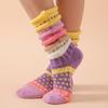 Women's Thermal Mid-Calf Socks -Warm Winter Socks with Pastel & Vibrant Color Combinations Cold Weather Non-Slip Cushioned Soles