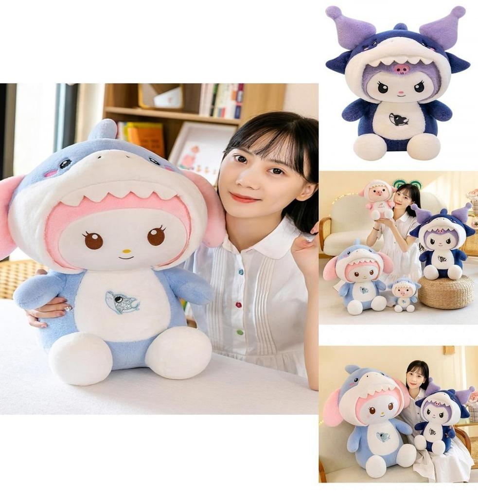Niedliches Hai-Schwein Kinder Junge Mädchen Begleiter Geburtstagsgeschenk Plüsch Blau Rosa Paar Puppen 30cm