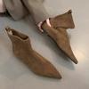 Flats Ankle Boots for Women's Pointed Toe Fashion Shoes  Suede Winter Boots  Walking Brand Comfort Gothic Mujer Botas