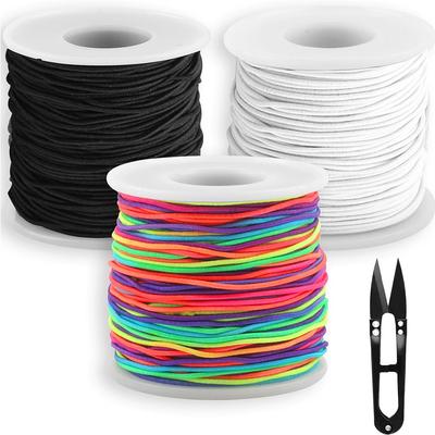 3 Rolls Elastic Band for Bracelets for DIY Jewellery Making Black White Colorful