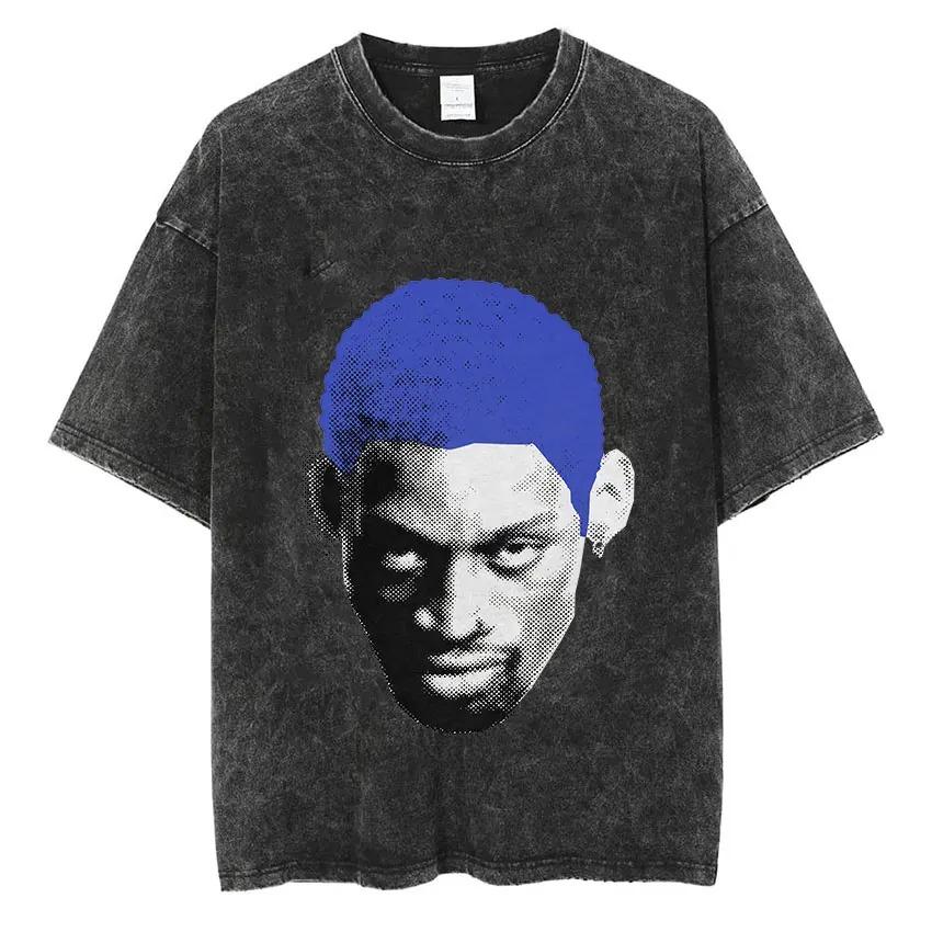 Dennis Rodman Basketbalové Grafické Tričko Pánské Vintage Prané Krátký Rukáv Trička Pánské Pánské Hip Hop Oversized Tričko Streetwear The Worm Tričko