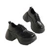 Thick-soled Black Small Leather Shoes, New British Style Retro Round Head Heightening Lace-up Single Shoes In Spring and Autumn