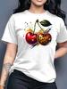 2026 Summer New Round Neck Short Sleeve Women Top Fashion Casual Loose Apple Print Simple Versatile T-Shirt Women Clothes