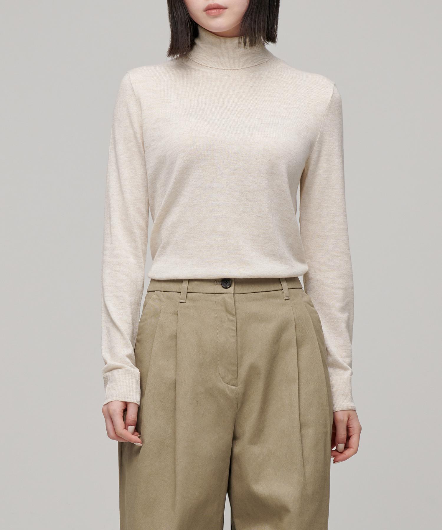 Musinsa Standard Woman Women S Merino Wool Blend High-Gauge Turtleneck Knit [Oatmeal] Oatmeal/S