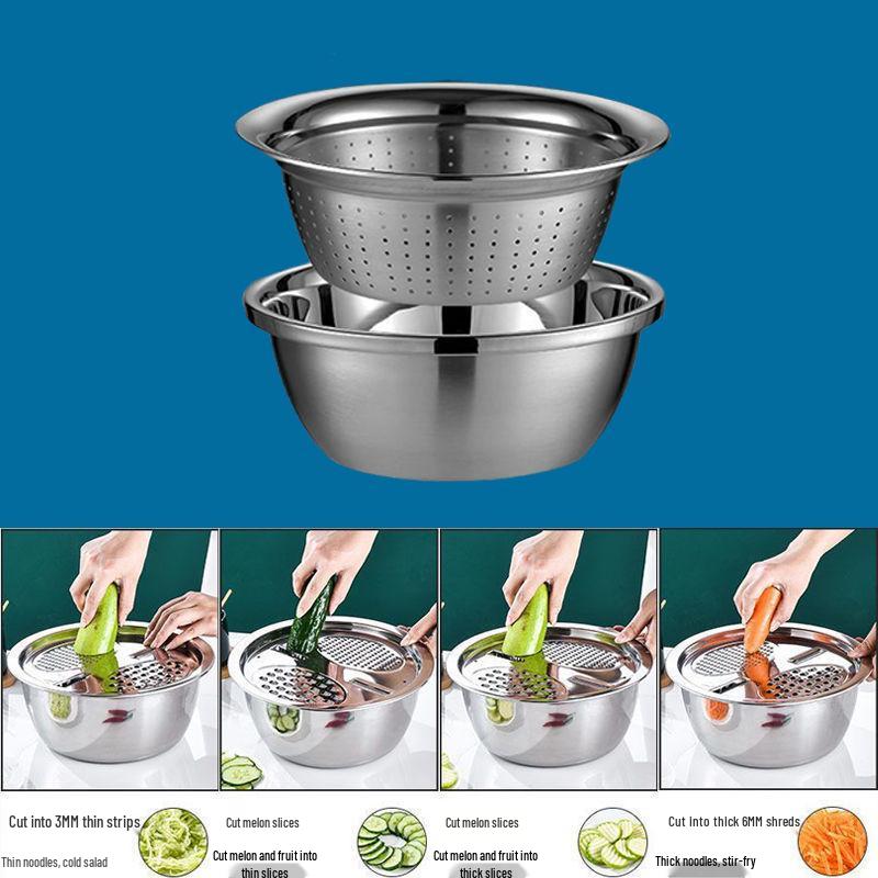 

Multifunctional Stainless Steel Grating and Mixing Basin for Vegetables and Fruits